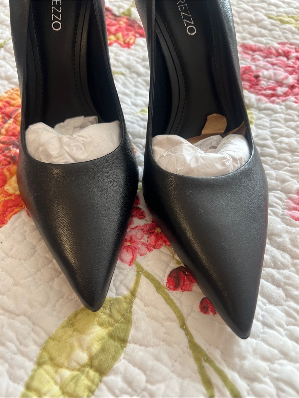 Arezzo Black Leather Pointed Toe Women's Pumps Heels Shoes - Picture 6 of 9